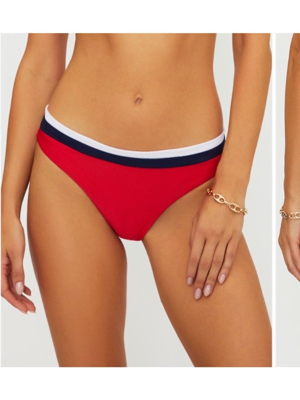 Beach Riot Saffron Rib Colorblock Crimson Bikini Bottoms size S